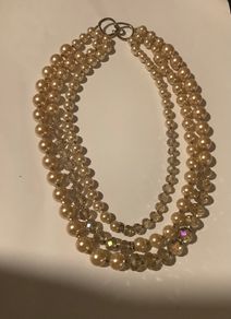 3 Strand Light Gold Pearl Necklace