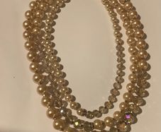 3 Strand Light Gold Pearl Necklace