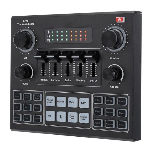 New Pro Sound Card, Multifunctional Live Sound Card, V Bluetooth Sound Card Stereo Audio Mixer for Computer Game Mobile Phone Live Broadcast, for Computer Game, Mobile Phone ,Live Broadcast