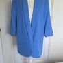 Electric Blue Open Front Blazer Jacket Ruched Sleeve Smart Casual Layering Image 2