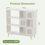 Rattan Bookcase, Storage Sideboard Cabinet with Metal Legs, Wooden Bookshelf with 3 Door, 6 Open Compartments, Freestanding Display Rack for Living Room, Study,102x29x96cm(White) Image 3