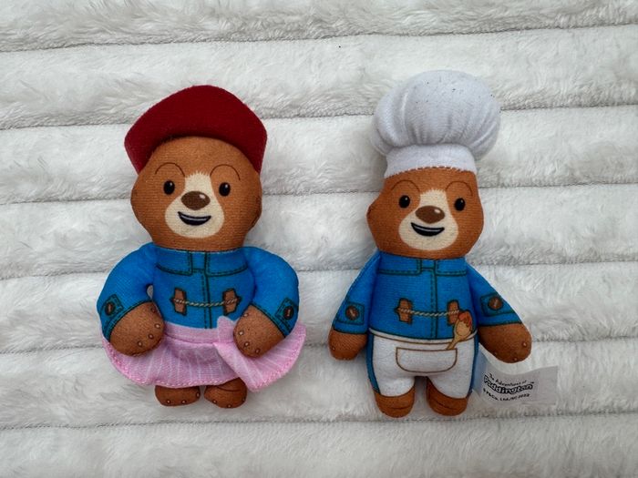 Set of 2 The Adventures of Paddington Bear Ballerina Dancer Chef McDonalds 2022 Plush Used Please see pictures