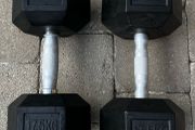 2x17.5kg rubber hex dumbbells