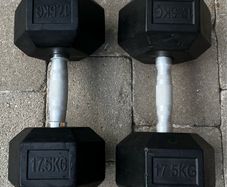 2x17.5kg rubber hex dumbbells