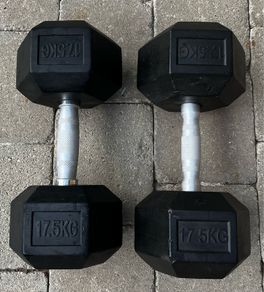 2x17.5kg rubber hex dumbbells
