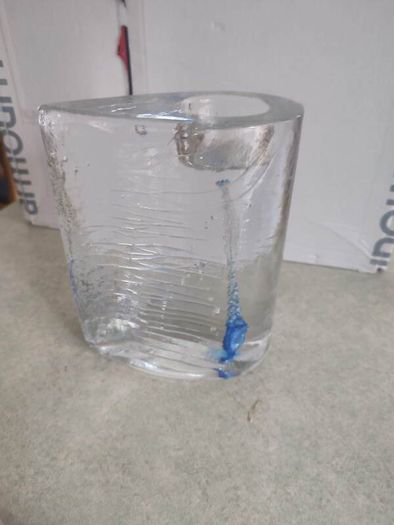 Kosta Boda Zweden Kjell Engman design vintage Blue Ice glass candle holders / sticks.