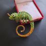 Chameleon Brooch Sparkling Crystals Diamante Lizard Chameleon Pin Lapel Badge Reptile Jewellery Image 3