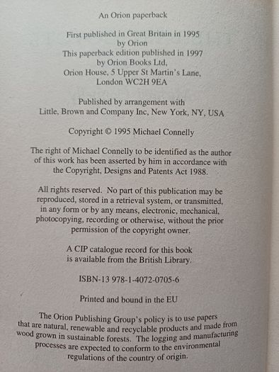 The Last Coyote by Michael Connelly (Harry Bosch Murder Mystery Paperback 1997)