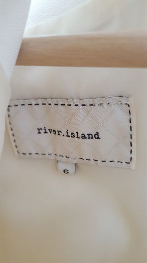 RiverIsland Cream Leather/Material mix Fitted Dress - Size 6
