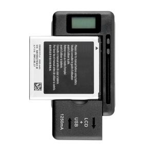 Universal Mobile Battery Charger LCD Indicator Screen For Cell Phones With USB-Port Charger For Most Lithium-Ion Batteries.