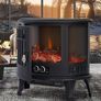 Electric Fire Stove Heater with Realistic LED Log Fire Flame Effect, Adjustable Thermostat, Flame Dimmer, Overheat Protection, 1800W Image 4