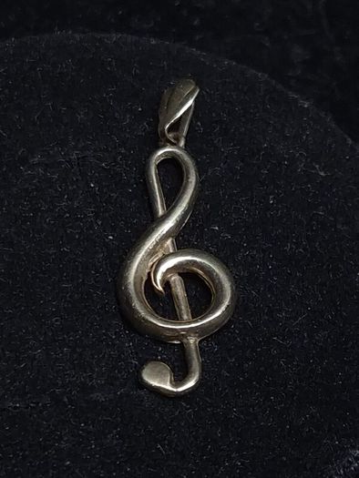 Vintage 9ct Gold Treble Clef Music Note Pendant 0.62g