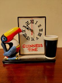 Guinness Toucan Ceramic Hand Painted Clock Quiet Sweep