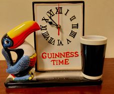 Guinness Toucan Ceramic Hand Painted Bar / Desk Clock Quiet Sweep