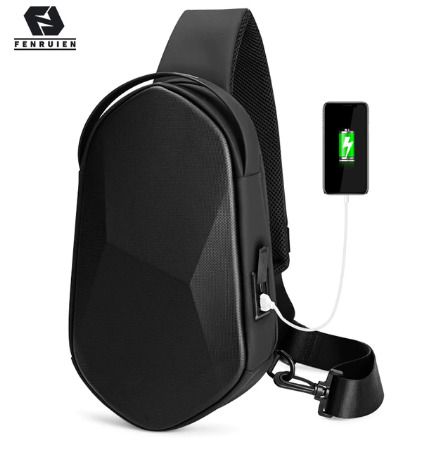 Men Shoulder Bags Black USB Charging Crossbody Bags Waterproof Casual Travel Messenger Bag Male Fit For 7.9 Inch iPad