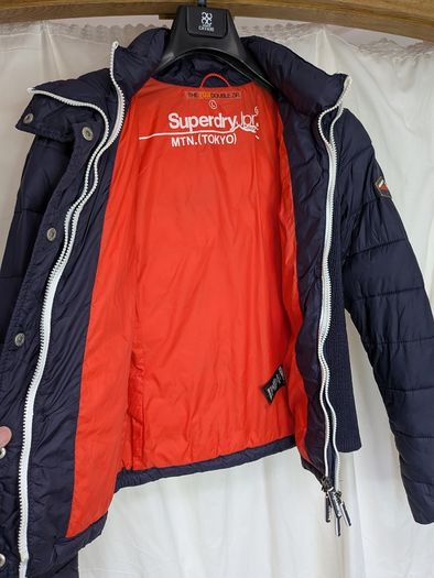 Superdry Women's Navy Padded Hooded Jacket Size L