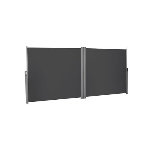 Double-sided awning 6 m anthracite  double-sided awning, 1.8 x 6 m (H x L), extendable side awning, privacy screen, sun protection, side blind, for balcony, terrace and garden, anthracite