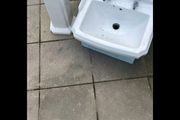 Bathroom sink, taps, and pedestal