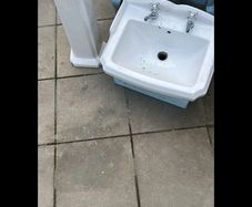 Bathroom sink, taps, and pedestal