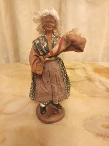 Vintage 70's Handmade Santons Terracotta "Old Lady" Doll/Figurine