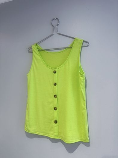 Pre Owned Neon Lime Button-Down Vest Top