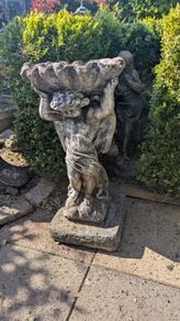 Angel and Shell Stone Birdbath garden statue