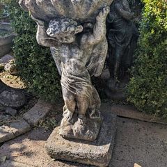 Angel and Shell Stone Birdbath garden statue