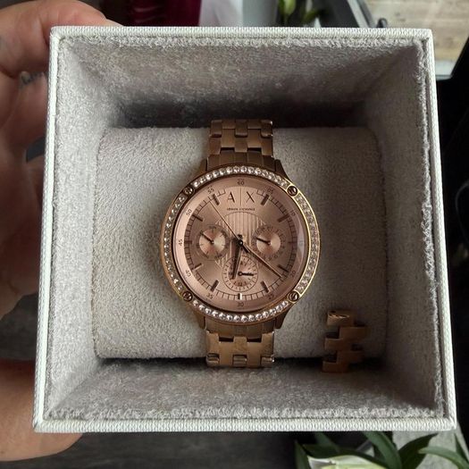 Armani Exchange  Rose Gold Crystal Ladies Watch