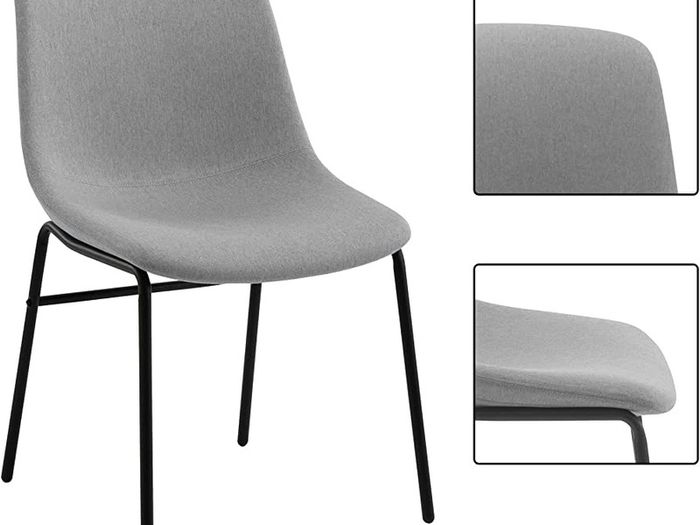 Dining Chair Set of 2pcs with Solid Iron Legs, Desk Chairs with Soft Seat Cushion, Suit for Living Room & Bedroom, Gray (FREE POSTAGE)