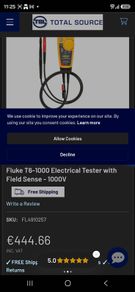 Fluke T6-1000 Electrical Tester Multimeter with FieldSense Technology
