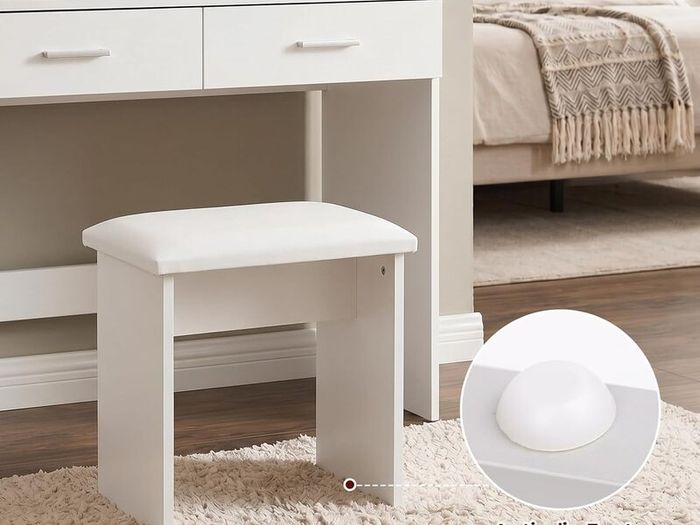 LED Dressing Table Set Vanity Makeup Table 2 Large Drawers (Black White)