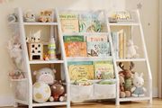 Kids Bookshelf and Toy Storage: 3-Tier Book Shelf Childrens Bookcase - 6 Small Storage Units for Kids Room