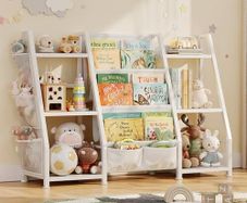 Kids Bookshelf and Toy Storage: 3-Tier Book Shelf Childrens Bookcase - 6 Small Storage Units for Kids Room