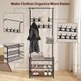 Coat Rack Stand with Shoe and Removable 16 Hooks Free Standing Hall Tree Matte Steel Frame Hat for Storage, Black Image 9