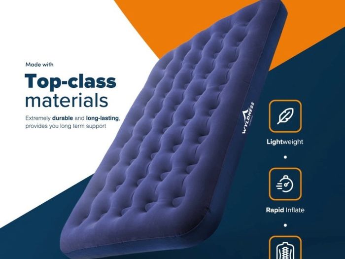Camping Inflatable Airbed - Quick Inflating Outdoor Air Mattress with Spring Support & Durable Material I Versatile, Easy Store Blow Up Bed Perfect for Hiking & Festivals Double With Free Air Pump (FREE POSTAGE)