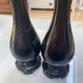 Pair of vintage  black  Chinese lacquerware vases Image 3