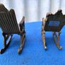 2 cast brass lacquered miniature his and hers chairs Image 4