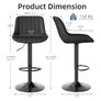 Bar Stools Set of 2, Swivel Counter Height Barstools with Back, Adjustable PU Leather Bar Chairs, Modern Armless Kitchen Island Stool, Black Image 3