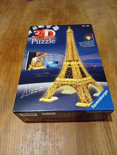 3D Puzzle Eiffel Tower. Option to light it up with LED built in.