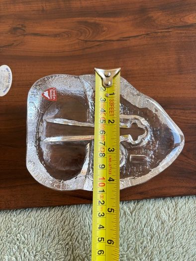 Vintage Orrefors Sweden Cross sculpture in crystal glass. Original sticker