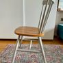 Solid oak spindle curved chair Image 4