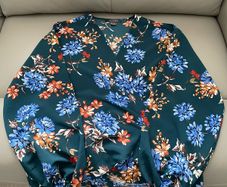 Green Floral Wrap Blouse