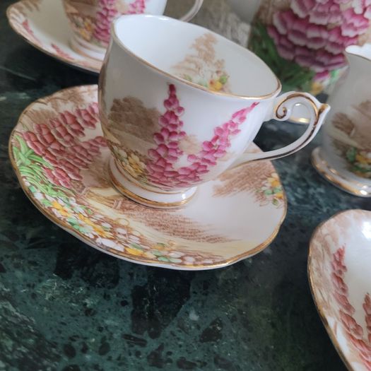 Antique - Bell - "Lovers Lane" bone china coffee set for four