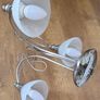 Satin Chrome 3 Arm Semi Flush Ceiling Light-Alabaster Glass Shades Image 3