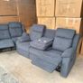 Amazing Hailey Beige & Slate Grey Fabric Recliner Sofa Image 2
