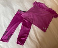 Girls Under Armour base layer set top leggings Size age S 8 - 10