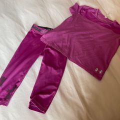 Girls Under Armour base layer set top leggings Size age S 8 - 10