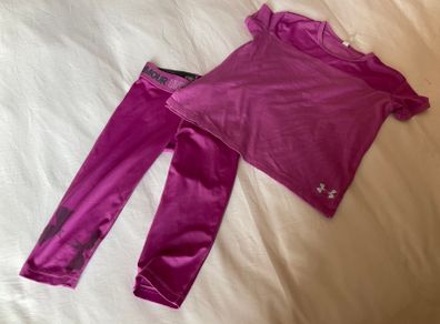 Girls Under Armour base layer set top leggings Size age S 8 - 10