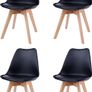 Set of 4 Dining Room Chairs Padded Chairs with Beech Wood Legs Image 2