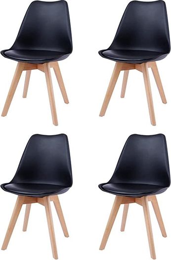 Set of 4 Dining Room Chairs Padded Chairs with Beech Wood Legs